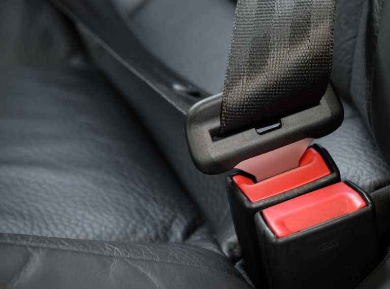 a buckled seatbelt