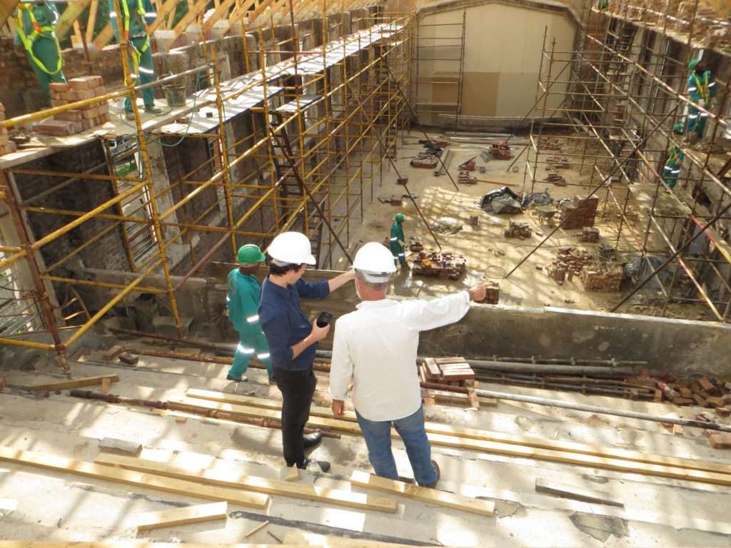 construction site with two men standing